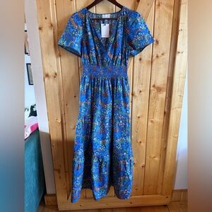 Sugarlips Vibrant Blue Floral Midi Dress